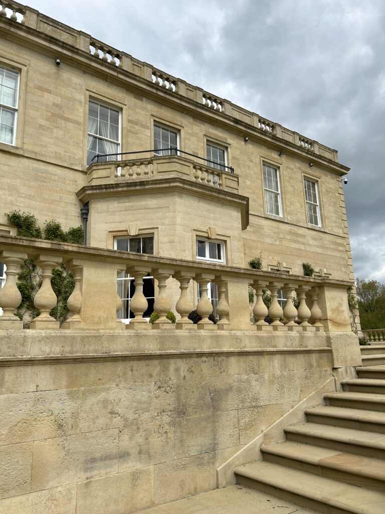 Historic natural stone facade of an English estate