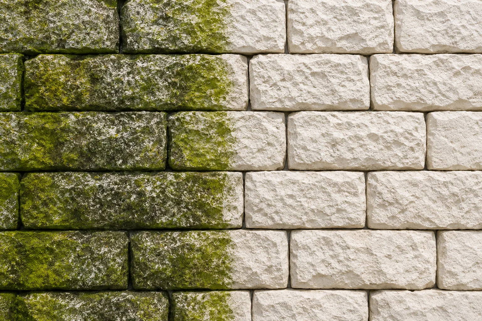Metselwerk voor en na reiniging